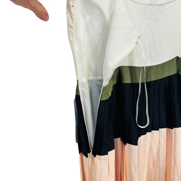 NWT Banana Republic Colorblock Pleated Midi Dress Citron Mix Size 4 - Picture 6 of 10